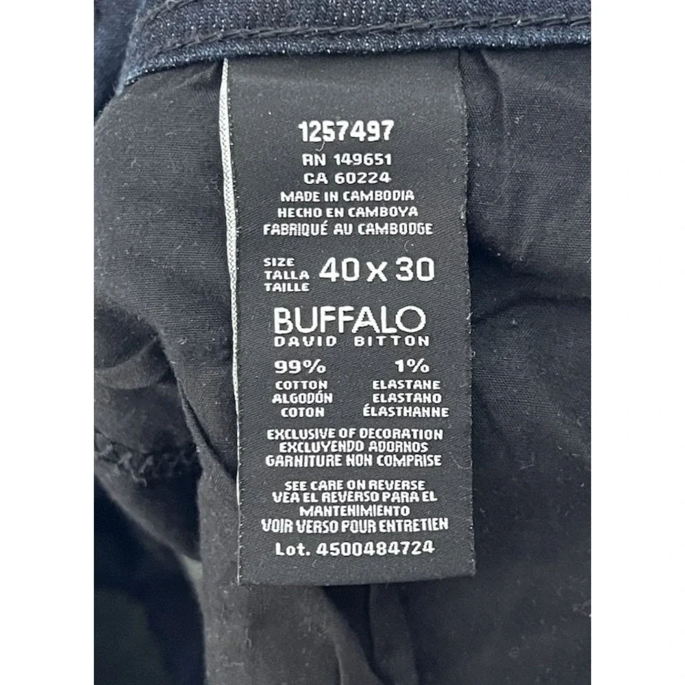 Buffalo David Bitton Jackson Straight Stretch Jeans Mens Sz 40x30 Blue Dark Wash